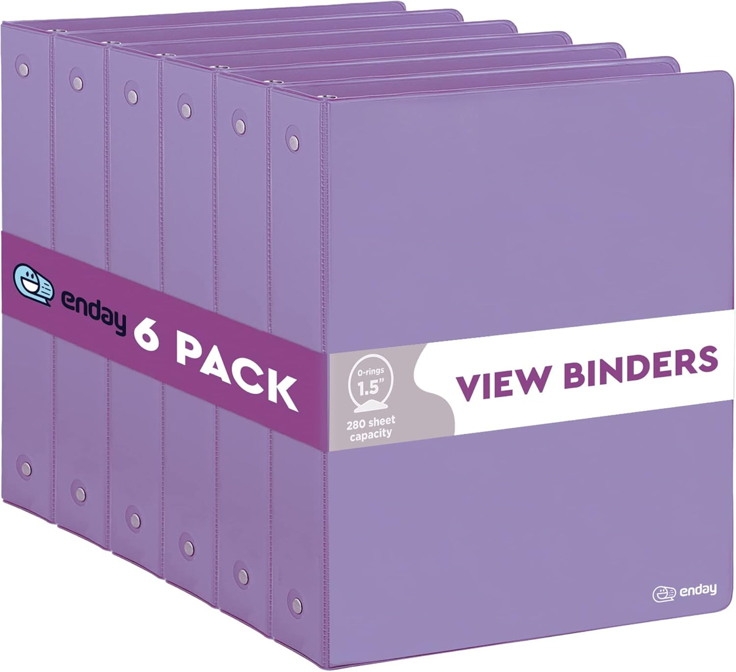 Enday 1 Inch Binder (6 Pack - Grey) 3 Ring Binder 1 inch with Clear View Cover and 2 Inside Pocket - for Letter Size 8.5 x 11'' Paper, Ideal for School Supplies, Office, and Home