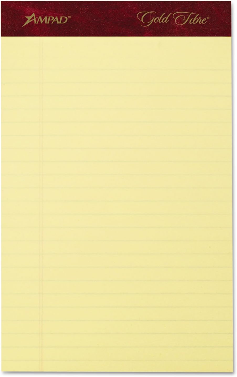 Ampad 20-029R Gold Fibre Writing Pads, Jr. Legal Rule, 5 x 8, Canary, 50 Sheets (Pack of 4)