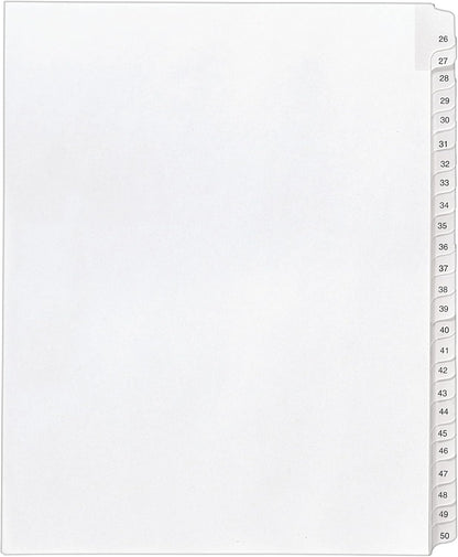 Avery 26-50 Legal Exhibit Dividers for 3 Ring Binders, 25-Tab Set, Allstate Style, 1 Binder Divider Set (01702)