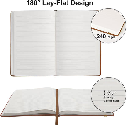 Comix 6 Pack Lined Journal Notebooks for Work, 240 Pages, 5.5"x8.3", Black, Hardcover, A5 Medium College Ruled, Journaling Notebooks for Notes-Taking, Fits for Office School Home