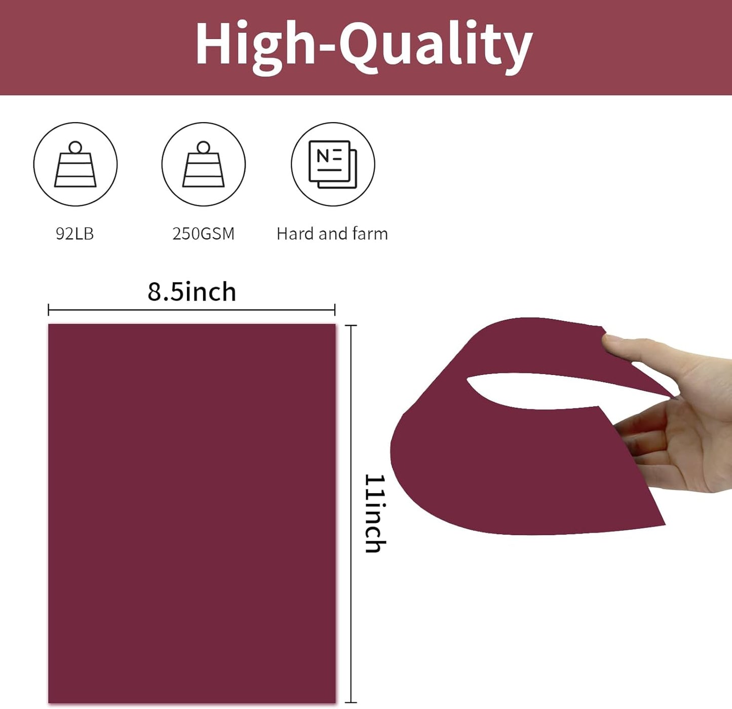 20 Sheet Paver Red/Wine/Burgundy Cardstock, 8.5x11", 250gsm Thick Paper,Heavyweight 92lb Cardstock for DIY Projects,Scrapbook Supplies,Invitations,Business Cards