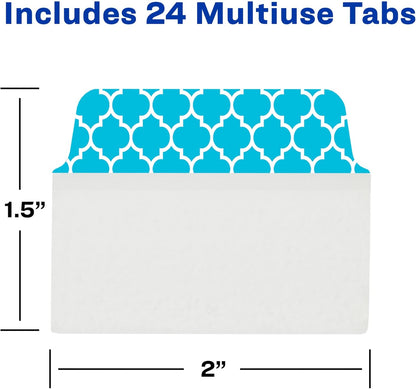 Avery Multiuse Ultra Tabs, 2" x 1.5", 2-Side Writable, Assorted Pastel Dots, 24 Repositionable Tabs (74773)