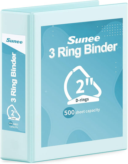 SUNEE 3 Ring Binder 2 Inch, Clear View Binder Three Ring PVC-Free (Fit 8.5x11 Inches) for School or Office Supplies, Light Purple, 1 Pack