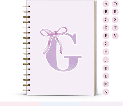 Blue Bow Journal Notebook for Girls,Initial H Journals Personalized Diary Gifts for Teen Girl Kids,Monogrammed Gifts for Women,Trendy Coquette Cute Hardcover Spiral Notebook 5.5 x 8.3 - Colors B