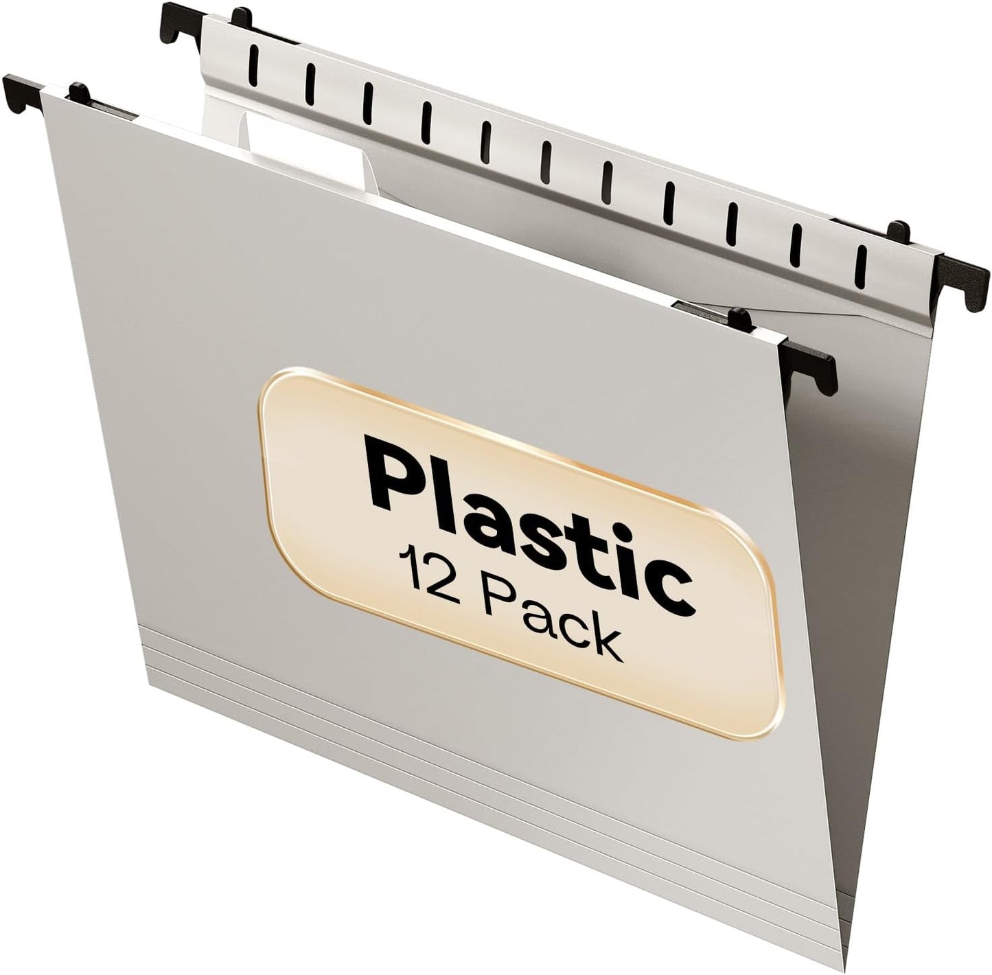 Plastic Hanging File Folder Letter Size,12 Pack Reinforced Heavy Duty Hanging Folders,Sturdy File Cabinet Folders,Black Hanging File Folder with Tabs,Hanging Folders for Filing Cabinet