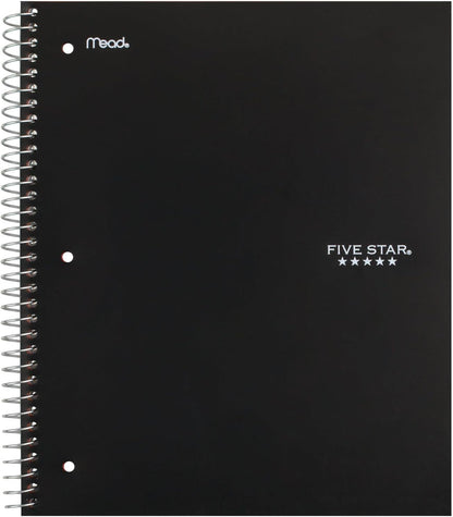 Five Star Spiral Notebook + Study App, 3 Subject, Wide Ruled Paper, 8" x 10-1/2", 150 Sheets, Fights Ink Bleed, Water Resistant Cover, Harvest Yellow (73463)