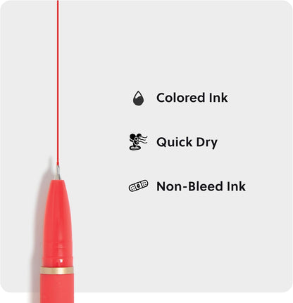 U Brands Catalina Felt Tip Pens, Set of 6 Black Ink Pens, Soft Touch Jewel Tones, Gold Details, Medium (0.7 mm) Point