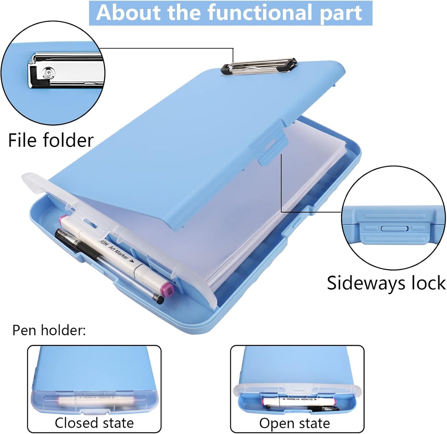 SFLHHDM Purple Clipboard, Clip Boards 8.5x11, Teacher Clipboards with Storage, Plastic Clipboard with Pen Holder, Clipboards Storage for Women Teachers Work, School & Office Supplies