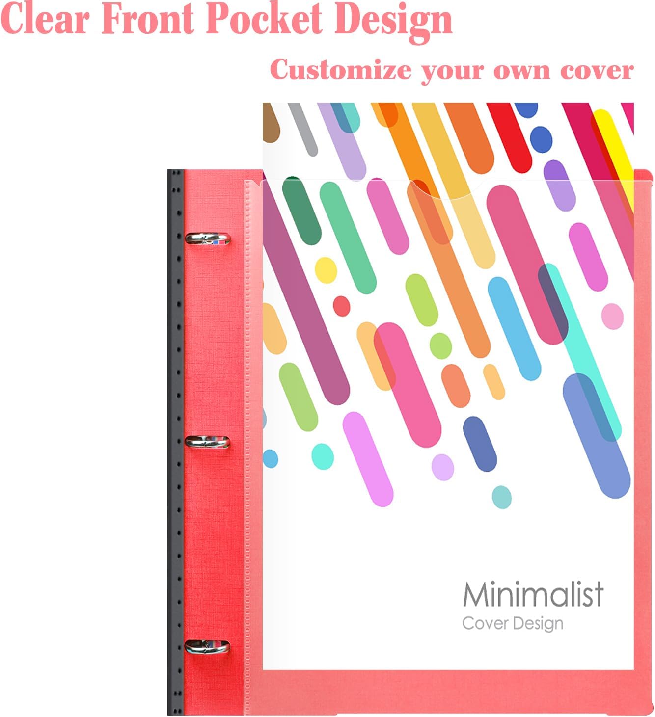 INFUN Telescoping 3 Ring Binder - 4PCS, Portable Plastic 3 Ring Binder with Telescoping Spine, Binders with Foldable Front Cover Holds 8.5"x11" Paper for School, Office, Homes