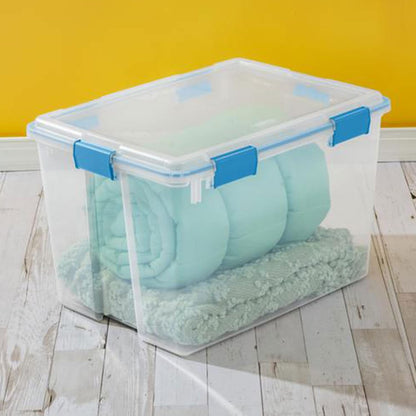 Sterilite 4-Pack Gasket Box, Weather-Resistant Storage Bins with Latching Lids, 32 Quart - Heavy-Duty Organizing Containers for Closet, Bathroom, and Office