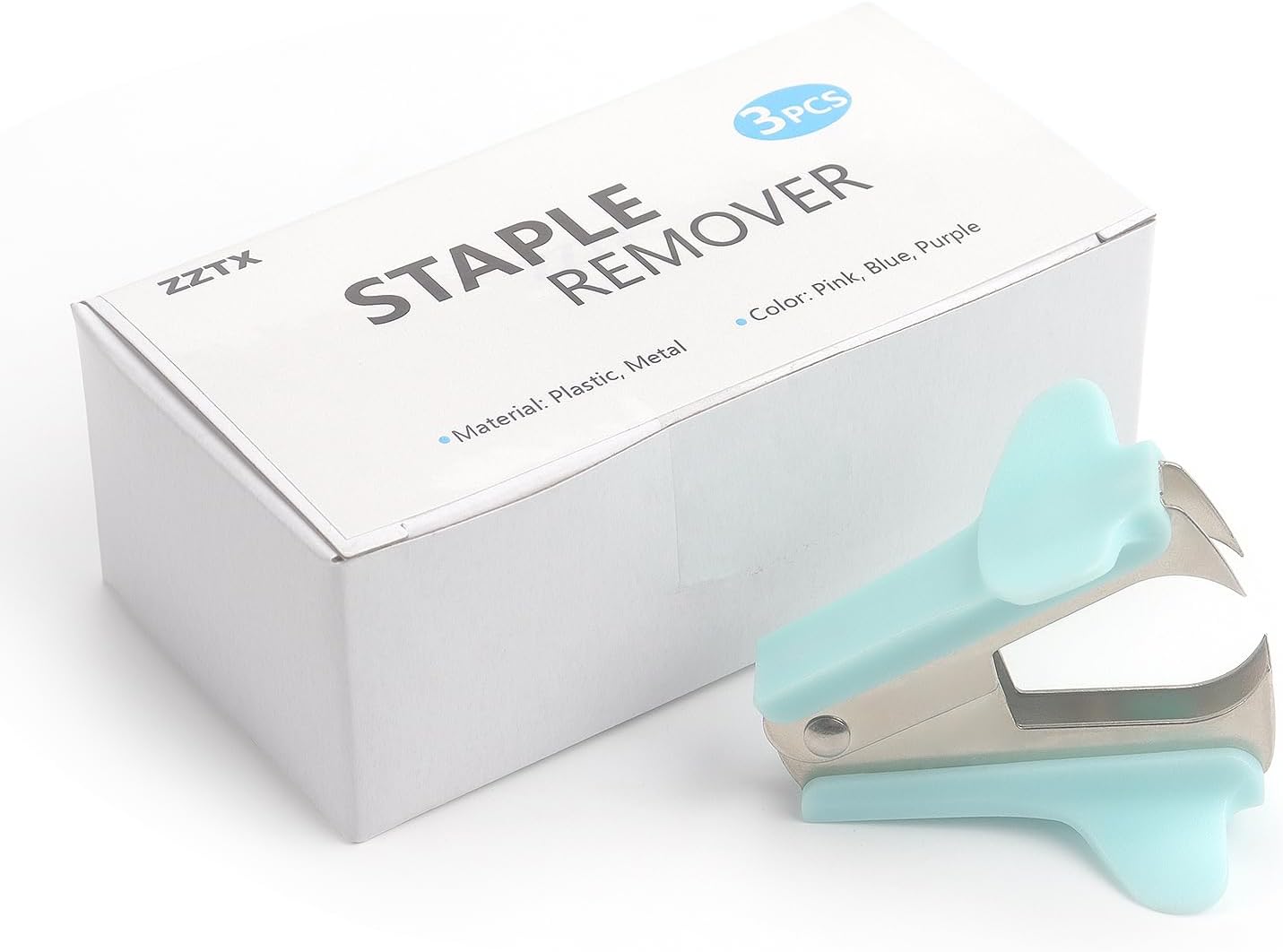 ZZTX 3 Pack Staple Remover Staple Puller Removal Tool for Home, School, Office (Pink, Blue, Purple)