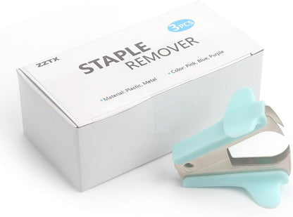 ZZTX 3 Pack Staple Remover Staple Puller Removal Tool for Home, School, Office (Pink, Blue, Purple)