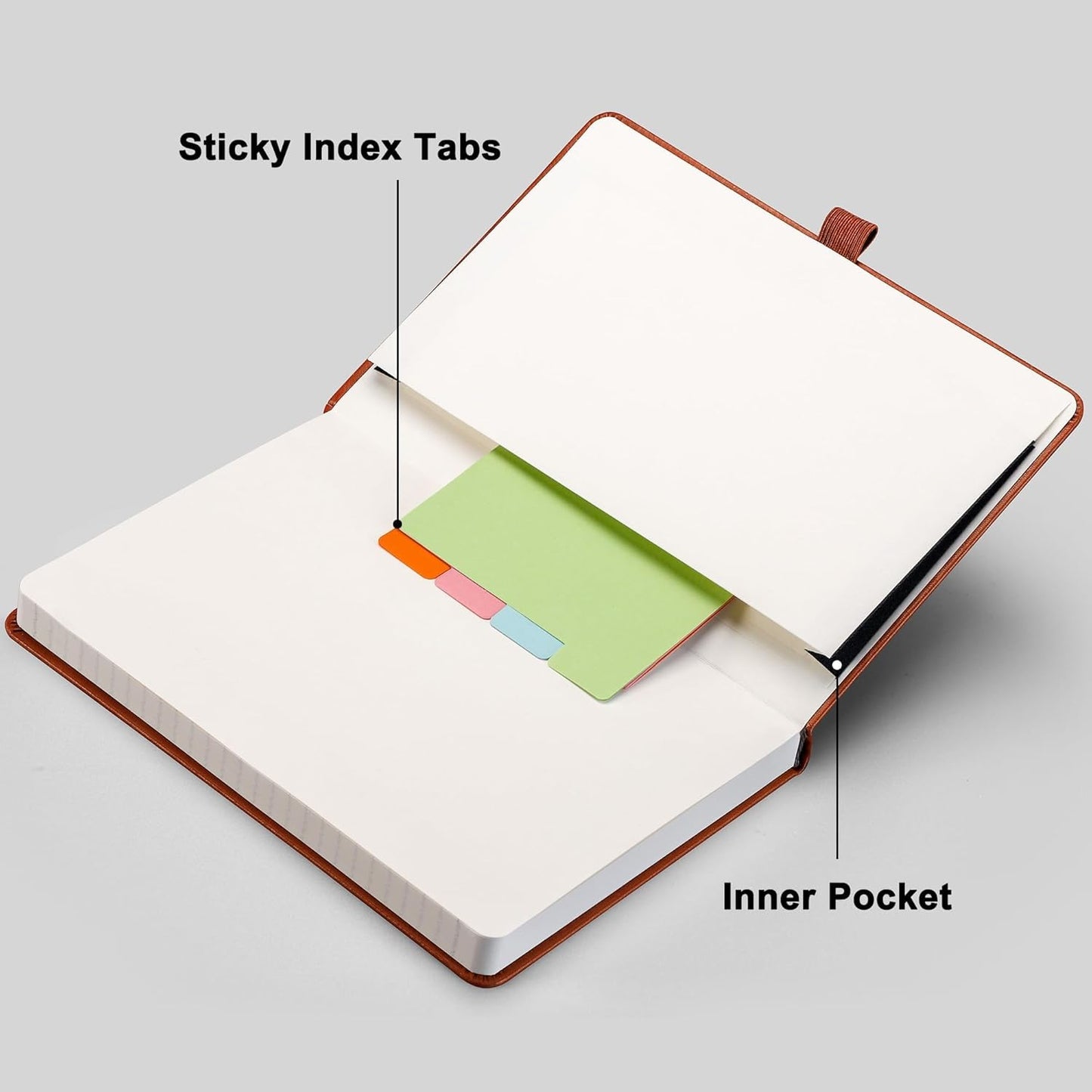 RETTACY Graph Grid Paper Notebook, 192 Pages, A5 Medium Size (5.7'' x 8.3''), 5 Squares per Inch, Leather Hardcover, 100 GSM Thick Paper, for School, Students, Math, Engineering (Brown)
