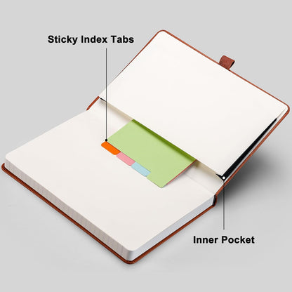 RETTACY Graph Grid Paper Notebook, 192 Pages, A5 Medium Size (5.7'' x 8.3''), 5 Squares per Inch, Leather Hardcover, 100 GSM Thick Paper, for School, Students, Math, Engineering (Brown)