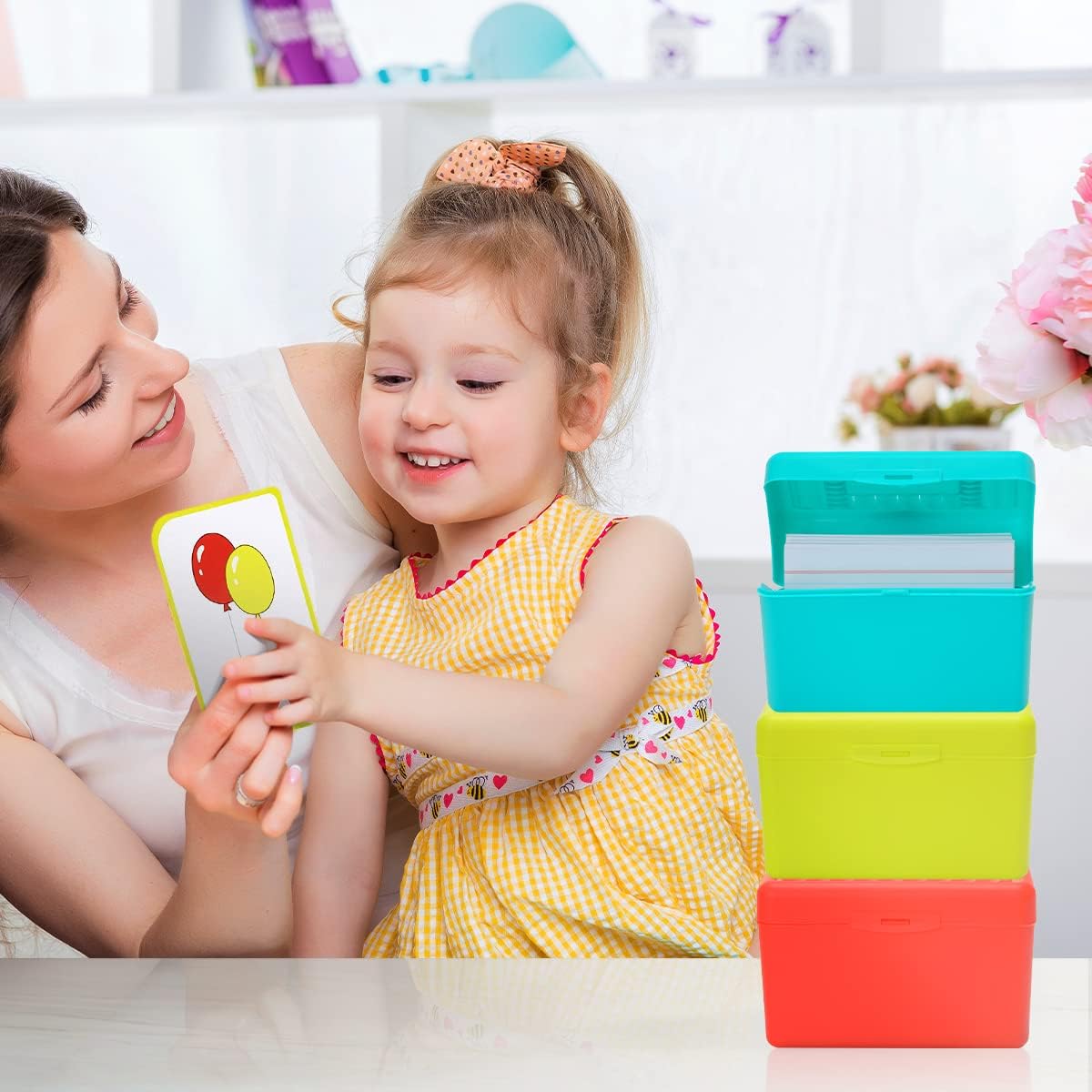 H4D Index Card Holder 3x5, Index Card Box Organizer Case, 3x5 Flash Note Card Holder, 3 Packs (Pastel Colors)