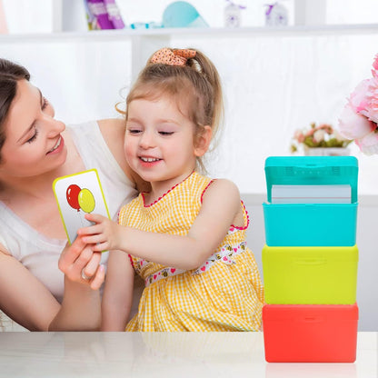H4D Index Card Holder 3x5, Index Card Box Organizer Case, 3x5 Flash Note Card Holder, 3 Packs (Pastel Colors)