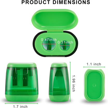 Sonuimy Pencil Sharpeners, 4 Pcs Pencil Sharpeners Manual,Dual Holes Compact Colored Handheld Pencil Sharpener for Kids with Lid Adults Students School Class Home Office (Covered)