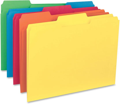 Smead Interior File Folder, 1/3-Cut Tab, Letter Size, Aqua, 100 per Box, Expandable File Folders for Filing Cabinet