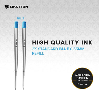 BASTION Pen Refill Ballpoint Blue | Replacement for All Bastion Bolt Action Pens | Standard Pen Ink Refills Cartridge (Blue 6 pc)