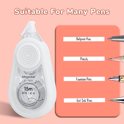 Temiary 4 Pcs White Correction Tape with Dispenser, Smooth Quick Dry Pull Out Tapes for Instant Corrections, 49.2 Ft Easy to Use Tear-Resistant Applicator for Office Note Taking, Journaling (Morandi)