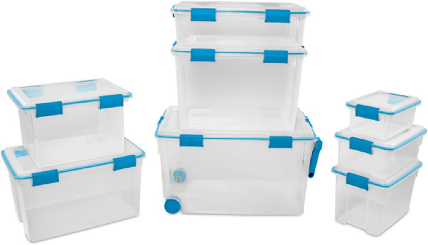 Sterilite 4-Pack Gasket Box, Weather-Resistant Storage Bins with Latching Lids, 32 Quart - Heavy-Duty Organizing Containers for Closet, Bathroom, and Office
