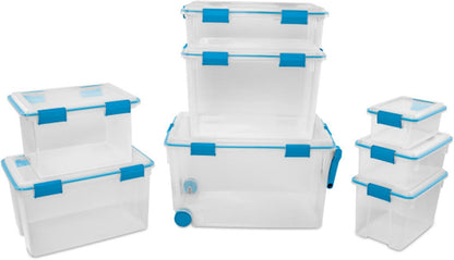 Sterilite 4-Pack Gasket Box, Weather-Resistant Storage Bins with Latching Lids, 32 Quart - Heavy-Duty Organizing Containers for Closet, Bathroom, and Office
