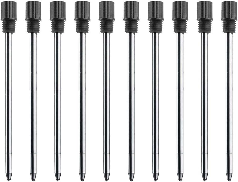 Black Ink Refills (10 Pcs), Replaceable Pen Refills, 2.75 inch (70 mm) Ballpoint Pens Refills, 1mm Medium Tips - Black