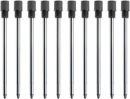 Black Ink Refills (10 Pcs), Replaceable Pen Refills, 2.75 inch (70 mm) Ballpoint Pens Refills, 1mm Medium Tips - Black