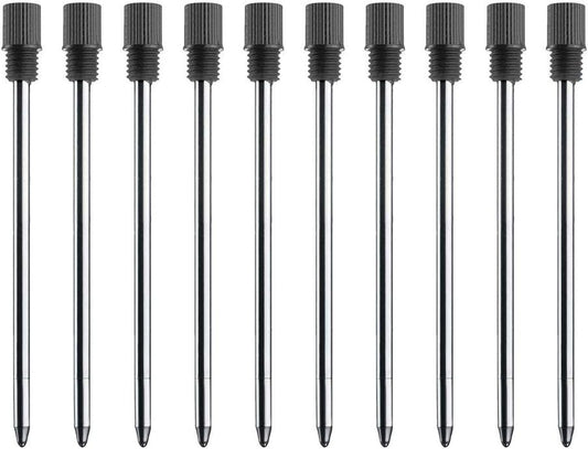 Black Ink Refills (10 Pcs), Replaceable Pen Refills, 2.75 inch (70 mm) Ballpoint Pens Refills, 1mm Medium Tips - Black
