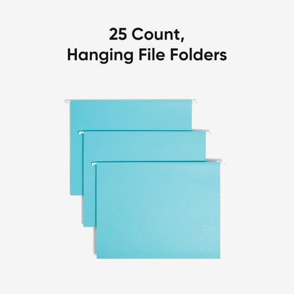 Smead Standard Hanging File Folders, 25 Count, Assorted Primaries, 1/5-Cut Adjustable Tabs, Letter Size (64059)