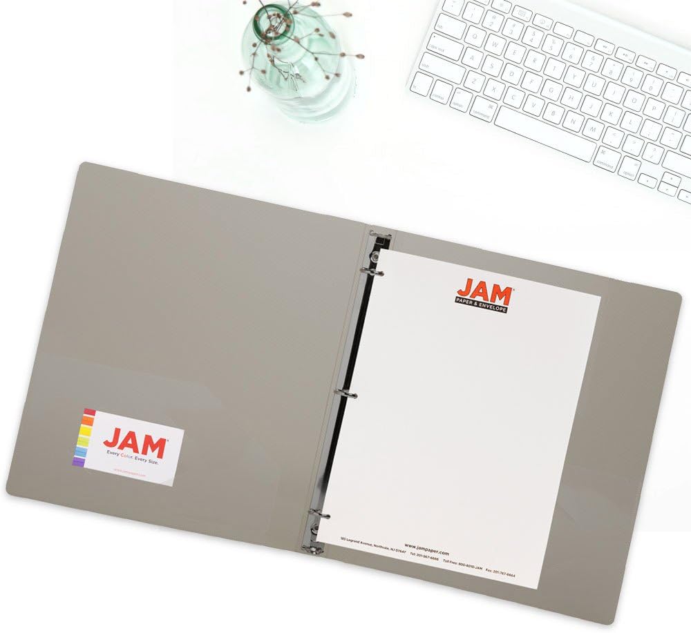 JAM PAPER Plastic 0.75 inch Binder - Clear 3 Ring Binder - Sold Individually