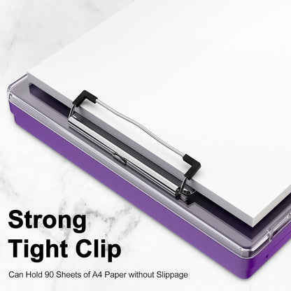 Piasoenc Clipboard with Storage, 8.5 x 11 Clip Boards with 2 Storage Case and A4 Paper Folder, Clear Dry Erase Top Panel, Heavy Duty Plastic, Folio & Side Opening, for Nurses, Teachers, Lawers,Black