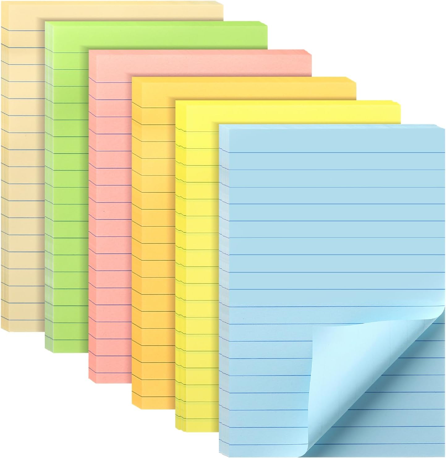 Mr. Pen- Lined Sticky Notes, 3" x 3", 12 Pads, 60 Sheets/Pad, Morandi Color, Bulk Sticky Notes with Lines, Ruled Post Stickies, Memo Pads, Self-Stick Note Pad for Office, School, Home, Study