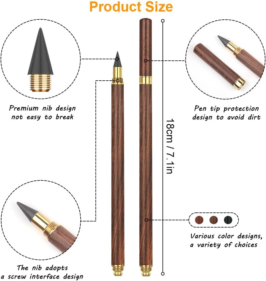 HOTUT Inkless Pencil - 4pcs Everlasting Wooden Infinity Pencil, Wood-Cased Graphite Reusable for Writing Drawing, Students Home Office School Supplies