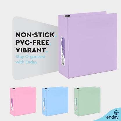 Enday 1.5 Inch Binder, Green - 1.5 Inch 3 Ring Binder, Round Ring Pastel with Clear View Cover for Letter Size 8.5 x 11'' Paper & 2 Inside Pockets, Ideal for School Supplies, Office, and Home