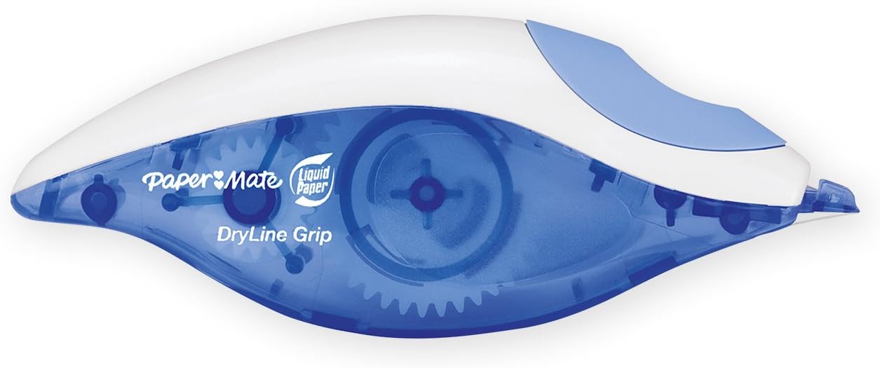 Paper Mate Liquid Paper DryLine Grip Correction Tape | Assorted Colours | Box of 12