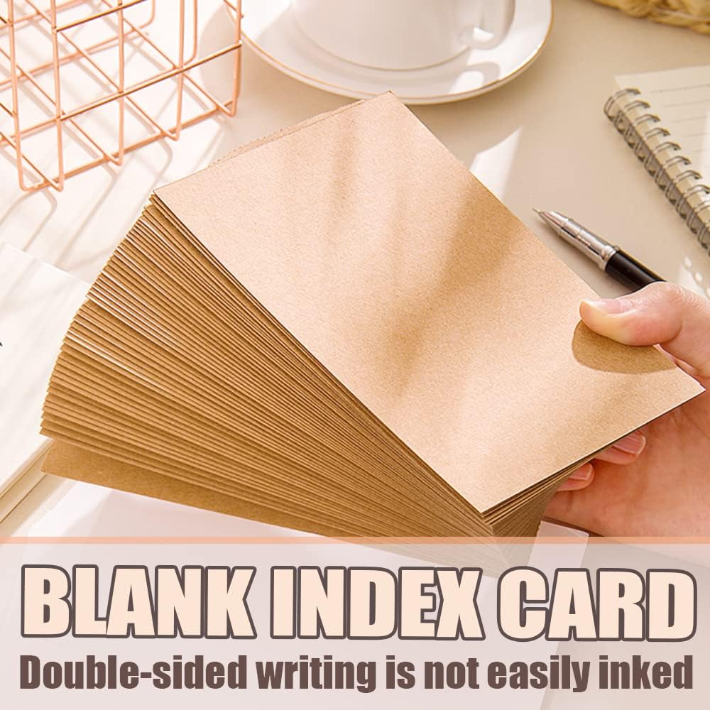 Bercoor 300 Pack Blank 3 x 5 Inch Index Cards, Heavy Study Cards, Note Cards for Office, School Learning, Kraft Paper