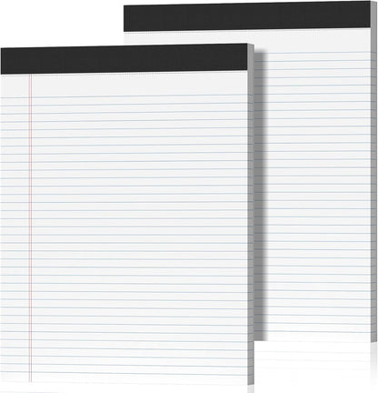 12 Pack Legal Pads 8.5 x 11 College Ruled 600 Sheets Note Pads 8.5 x 11 Inch Notepads Perforated Writing Pads 8.5 x 11 Pads of Paper Lined White Paper, 50 Sheets per Notepad for Home, Office, School