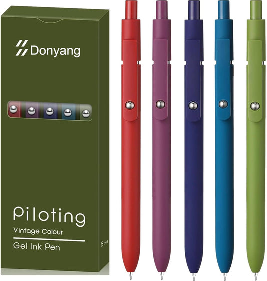 Donyang Gel Pens, 7pcs 0.5mm Black Ink Pens Quick Dry Fine Point Smooth Writing Pens for Journaling Note Taking, Cute Nurse Teacher Work Desk Accessories Office School Supplies Gifts for Women Men