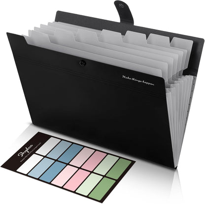 SKYDUE Expanding File Organizer with 8 Pockets, Accordion File Folders with Labels, Portable Document Paper Bill Receipt Organizer, Home College School Office Supplies, Letter Size, Blue