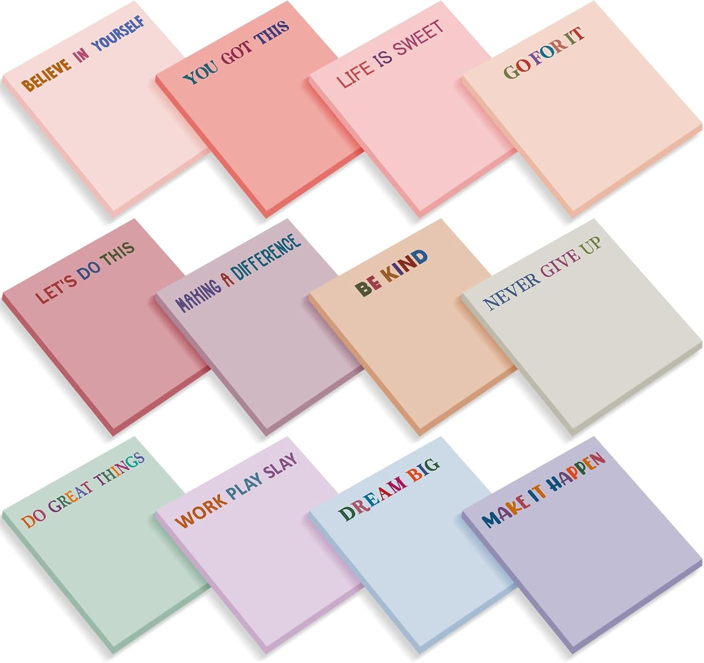 Yinder 48 Pcs Inspirational Sticky Notes Cute Motivational Sticky Notes Pad End of Year Employee Appreciation Gifts Bulk for Teacher Nurse Coworkers Office Supplies 3 x 3'' (Thank You,Dark Color)