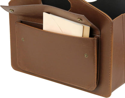 HofferRuffer Magazine Basket Holder, Foldable Magazine Rack, Document File Holder Organizer, File Folder, Newspaper Storage Bin Organizer for Home or Office (Brown)