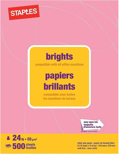 Staples Brights 24 Lb. Colored Paper Dark Green 500/Ream, For Office, School & Home