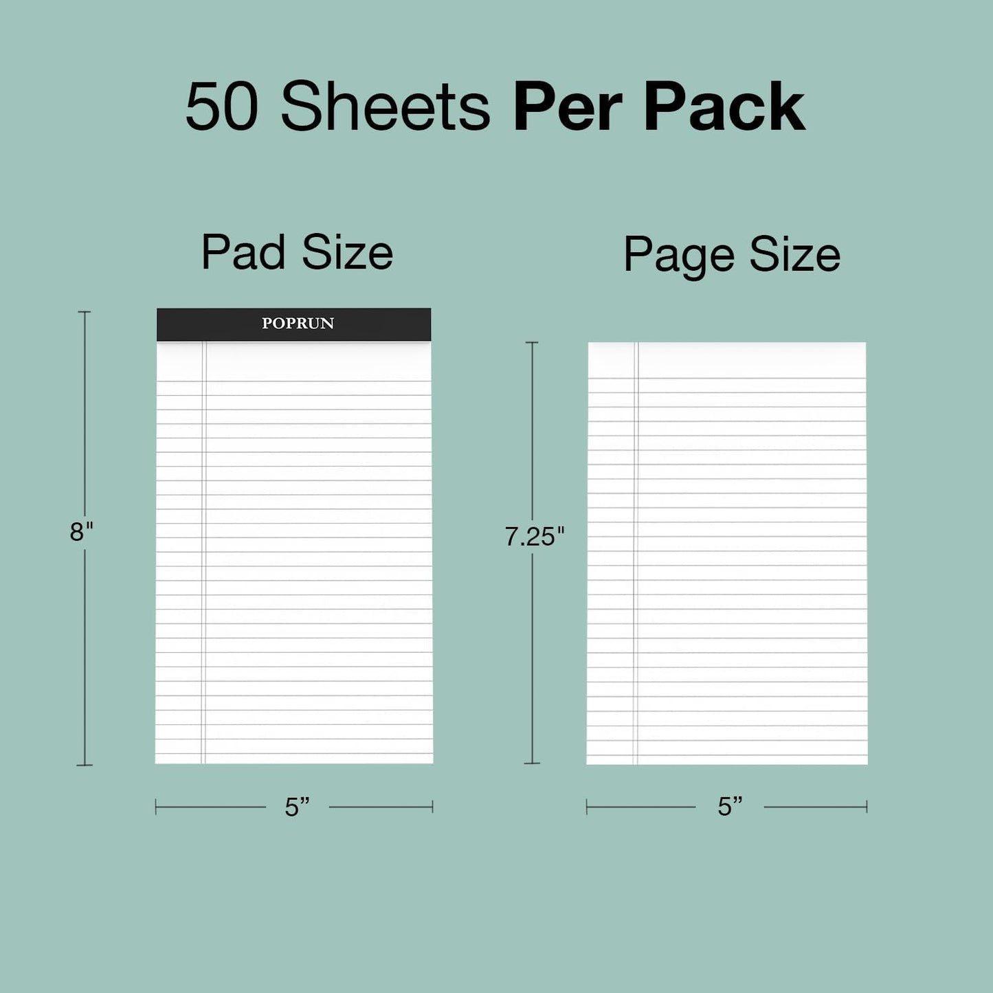 POPRUN White Legal Pads 8.5 x 11.75 Wide Ruled, 100GSM Writing Paper Pad, Bulk Lined Notepad Notebooks for Work School, Classroom Office Supplies, 3 Pack