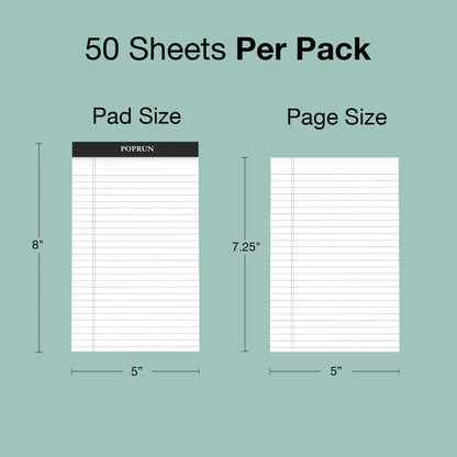 POPRUN White Legal Pads 8.5 x 11.75 Wide Ruled, 100GSM Writing Paper Pad, Bulk Lined Notepad Notebooks for Work School, Classroom Office Supplies, 3 Pack