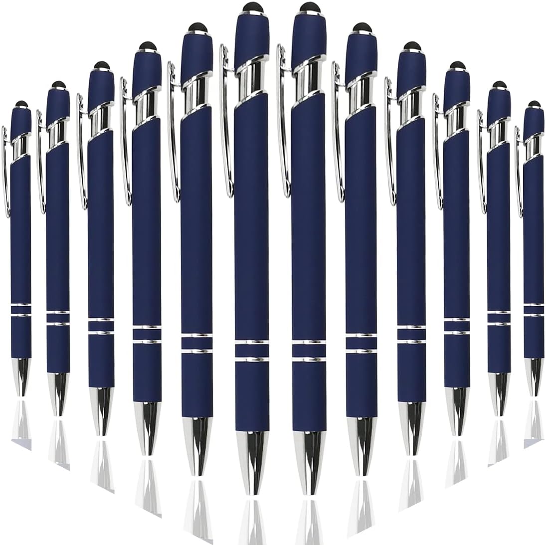 Oddmoal Ballpoint Pen with Stylus Tip, Soft Touch Click Metal Pen, 1.0mm Medium Point, Black Ink, 12 Count(Black)