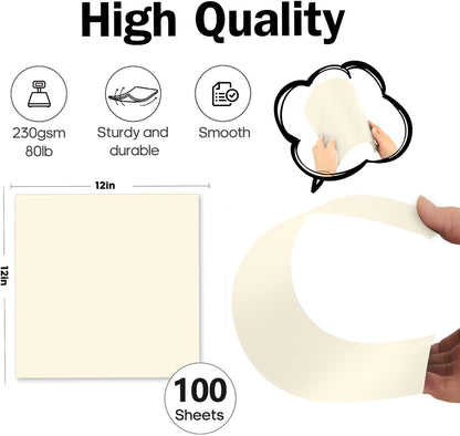 White Cardstock 12x12-24 Sheets Cardstock Paper, Goefun 80lb White Card Stock Paper for Card Making, Cricut, Crafting, Scrapbook, Photo Albums