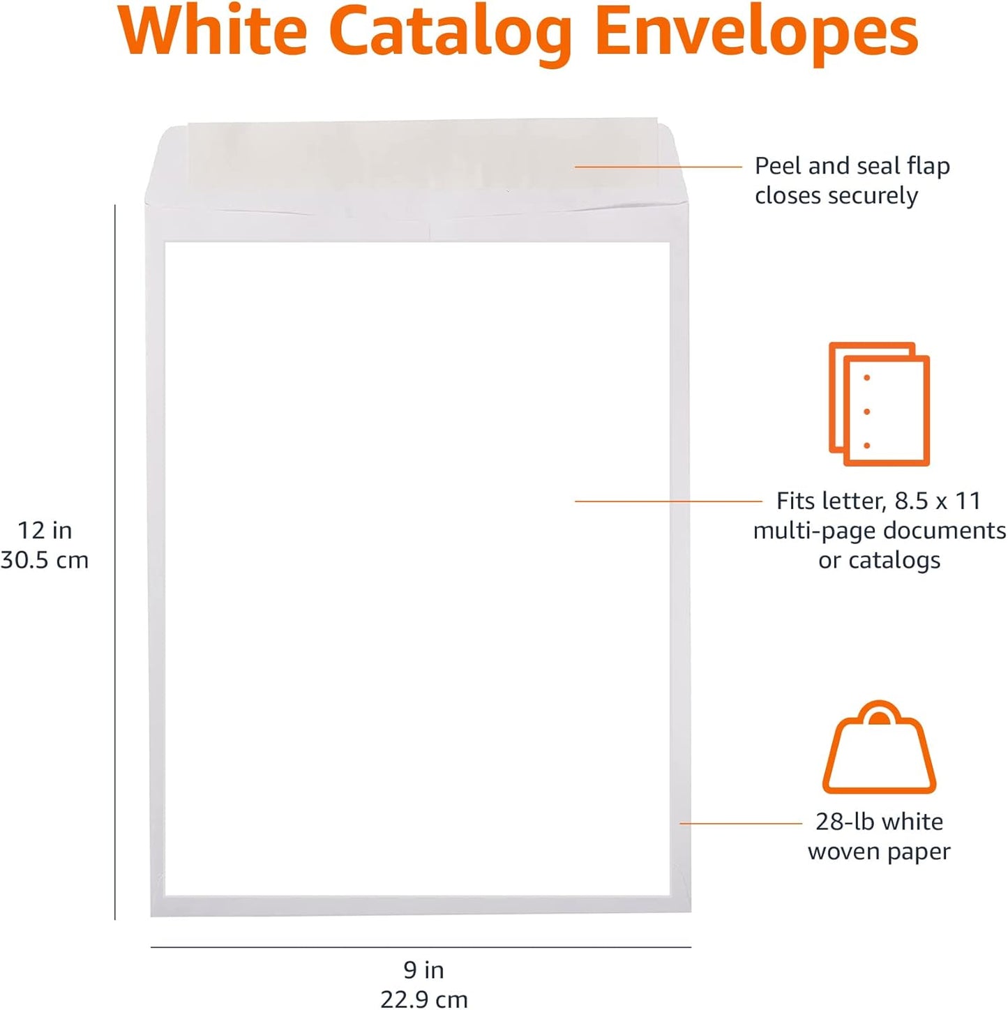Amazon Basics Catalog Mailing Envelopes, Peel and Seal, 10 x 13 Inch, White, 100-Pack