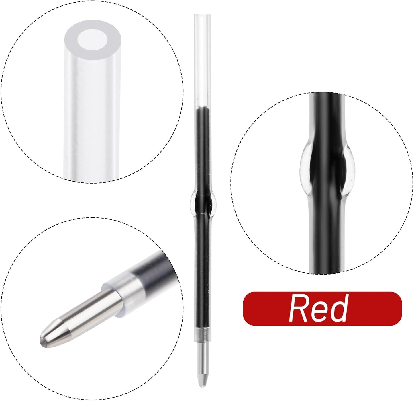 jiebor 100Pcs Beadable Pens Refills Ballpoint Pens Refills Black Ink 1.0mm for Plastic Bead Pens Office Supplies 2.44 Inch