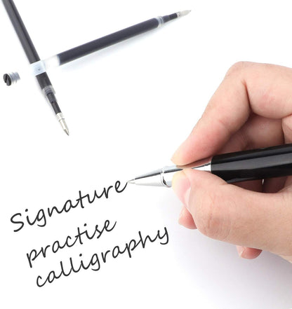 8 Pieces Replaceable Ballpoint Pen Refills Work for Most Brands Pens with Smooth Writing,Free-Flowing German Ink with Medium 0.5mm Ballpoint Tip(Black Refills and Length 4.4inch)